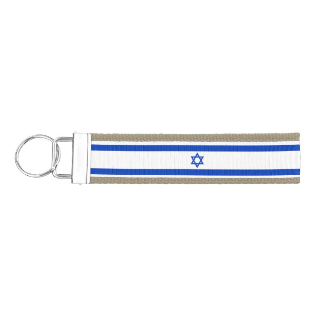 Israel flag patriotic modern wrist keychain (Keys on Left)