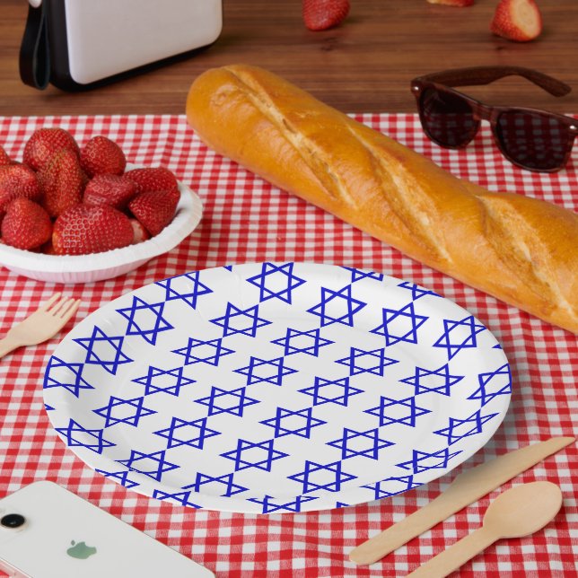 Israel flag pattern paper plates (Picnic)