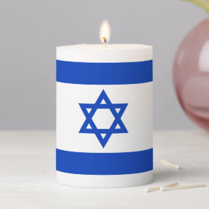 Israel flag pillar candle