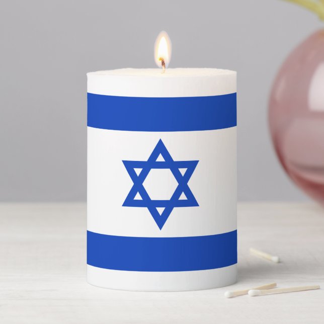 Israel flag pillar candle (In Situ)