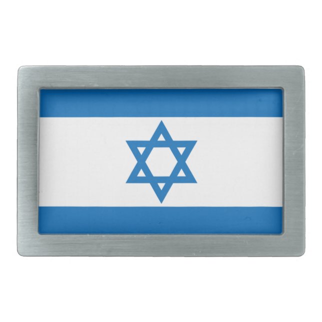 Israel flag rectangular belt buckle (Front)