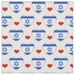 Israel Flag &amp; Red Heart fashion Fabric / Jewish