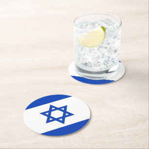 Israel flag round paper coaster