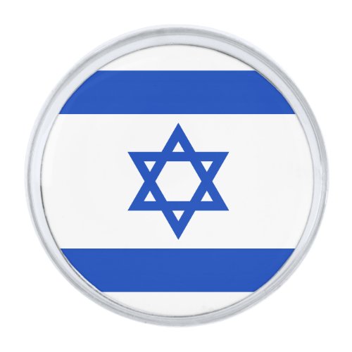 Israel flag silver finish lapel pin