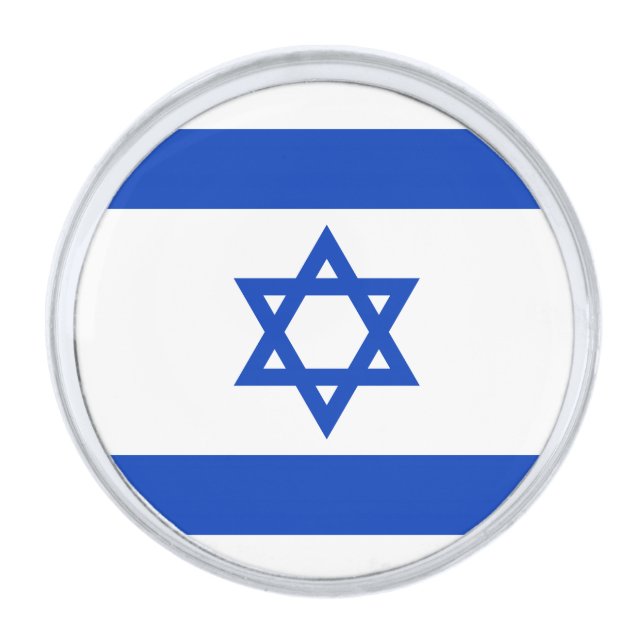 Israel flag silver finish lapel pin (Front)