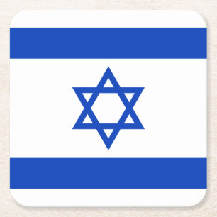 Israel Flag Square Paper Coaster
