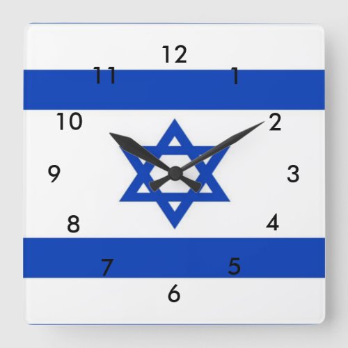 Israel Flag Square Wall Clock