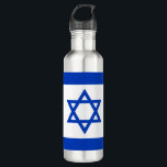 Israel Flag Stainless Steel Water Bottle<br><div class="desc">The Israeli flag is a Star of David between two horizontal stripes on a white field.. The used colors in the flag are blue,  white. The proportion of the Israeli flag is 8:11. The Flag of Israel was adopted in 1948.</div>
