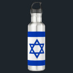 Israel Flag Stainless Steel Water Bottle<br><div class="desc">The Israeli flag is a Star of David between two horizontal stripes on a white field.. The used colors in the flag are blue,  white. The proportion of the Israeli flag is 8:11. The Flag of Israel was adopted in 1948.</div>