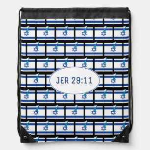 ISRAEL FLAG Star of David JEREMIAH 29:11 Drawstring Bag