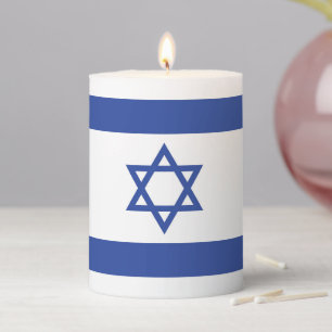 Israel Flag: Star of David, Judaism, Jewish, Zion Pillar Candle