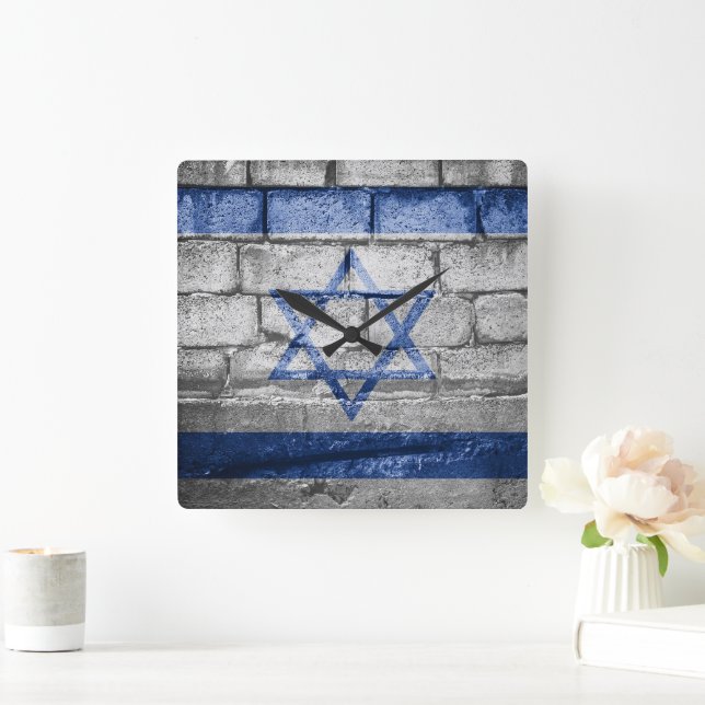 Israel flag wall square wall clock (Home)