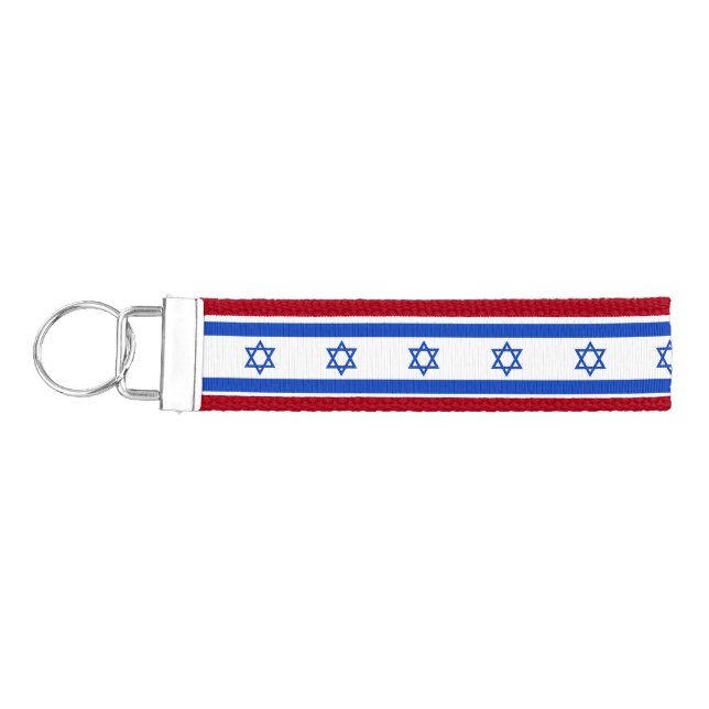 Israel Flag Wrist Keychain (Keys on Left)