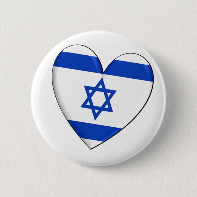 Israel Heart Flag Pinback Button (Front)