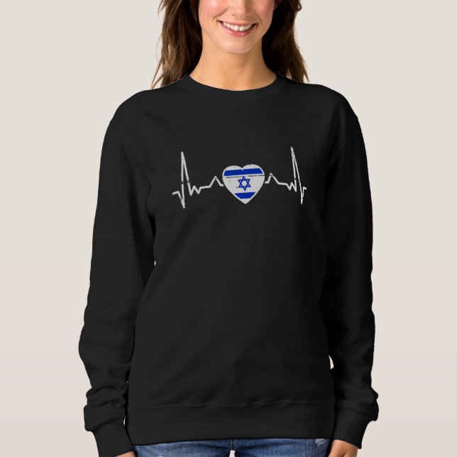 Israel Heartbeat Proud Israeli Flag Sweatshirt (Front)