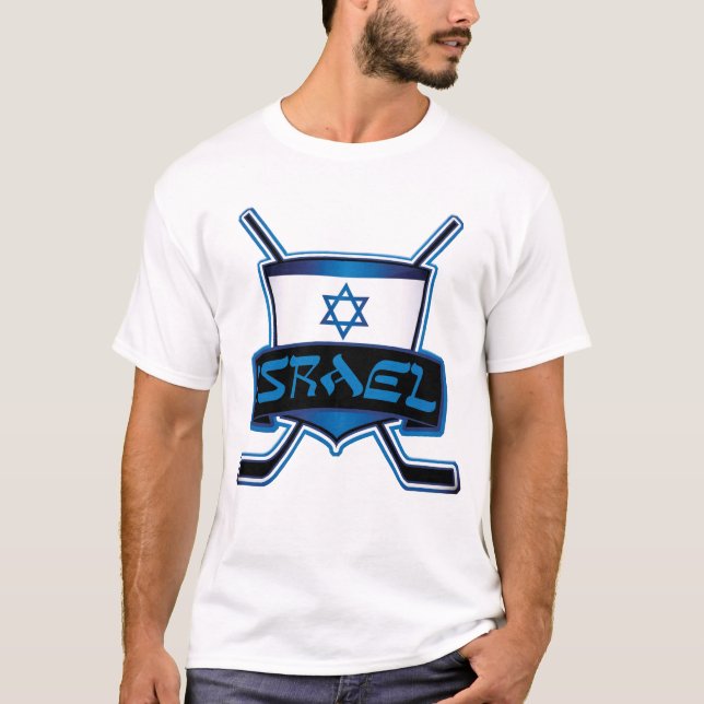 Israel Ice Hockey Flag T-Shirt (Front)
