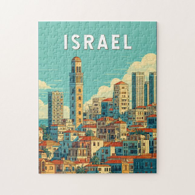 Israel Illustration Travel Art Vintage Jigsaw Puzzle (Vertical)