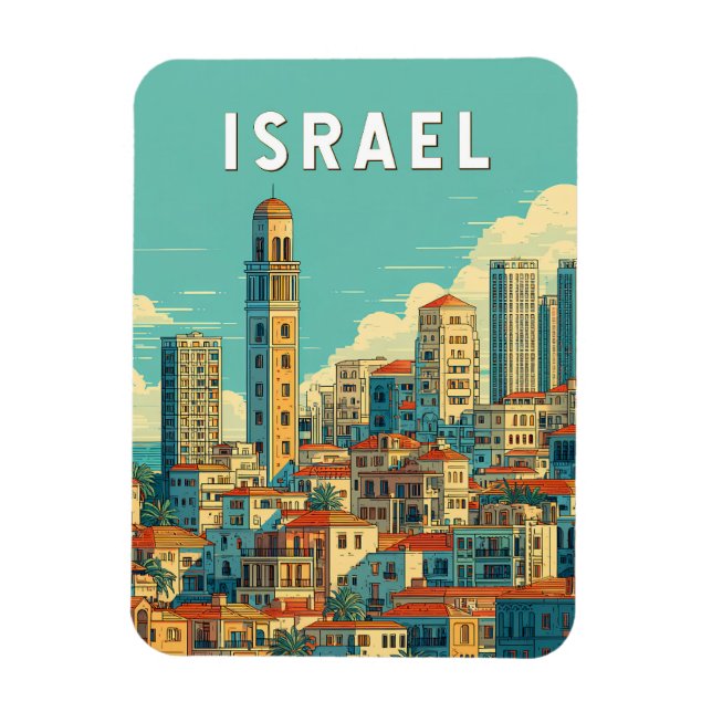 Israel Illustration Travel Art Vintage Magnet (Vertical)
