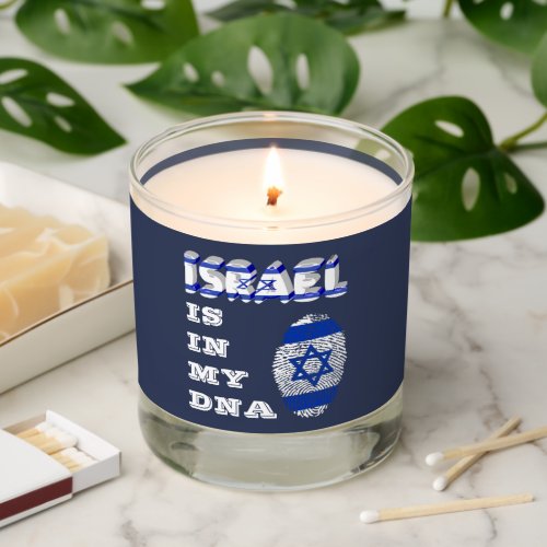 Israel Is In My DNA Thumbprint Flag Names Message Scented Candle