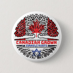 Israel Israeli Canadian Canada Tree Roots Flag Button