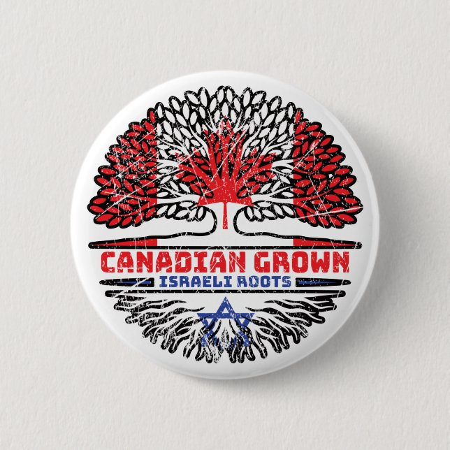 Israel Israeli Canadian Canada Tree Roots Flag Button (Front)