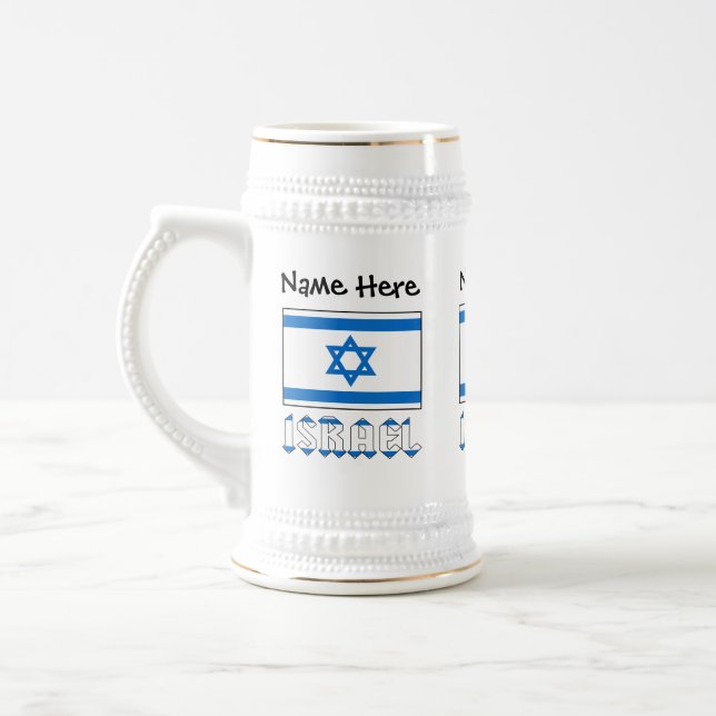Israel Israeli Flag Black Personalization  Beer Stein (Left)