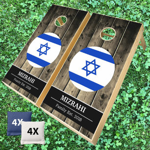 Israel & Israeli Flag Rustic Wood / Family fun Cornhole Set