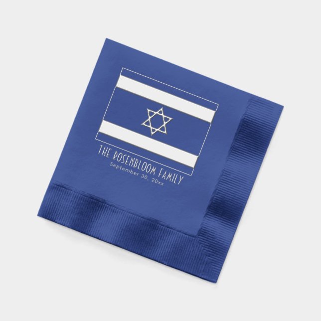 Israel Israeli Flag with Name Date Foil Napkins (Left)