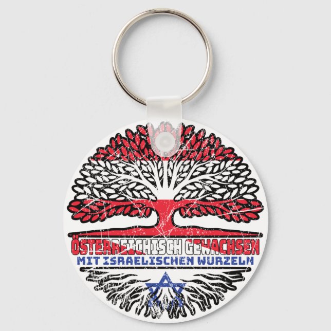 Israel Israelisch Österreichisch Österreich Baum Keychain (Front)