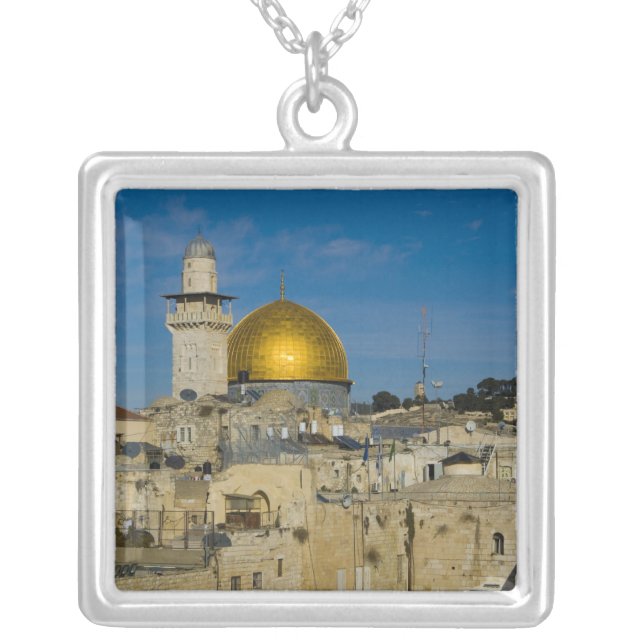 Israel, Jerusalem, Dome of the Rock Silver Plated Necklace (Front)