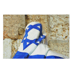 Israel Jerusalem Kotel man praying Faux Canvas Print