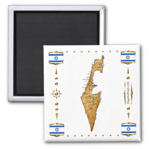 Israel Map  Flags Magnet