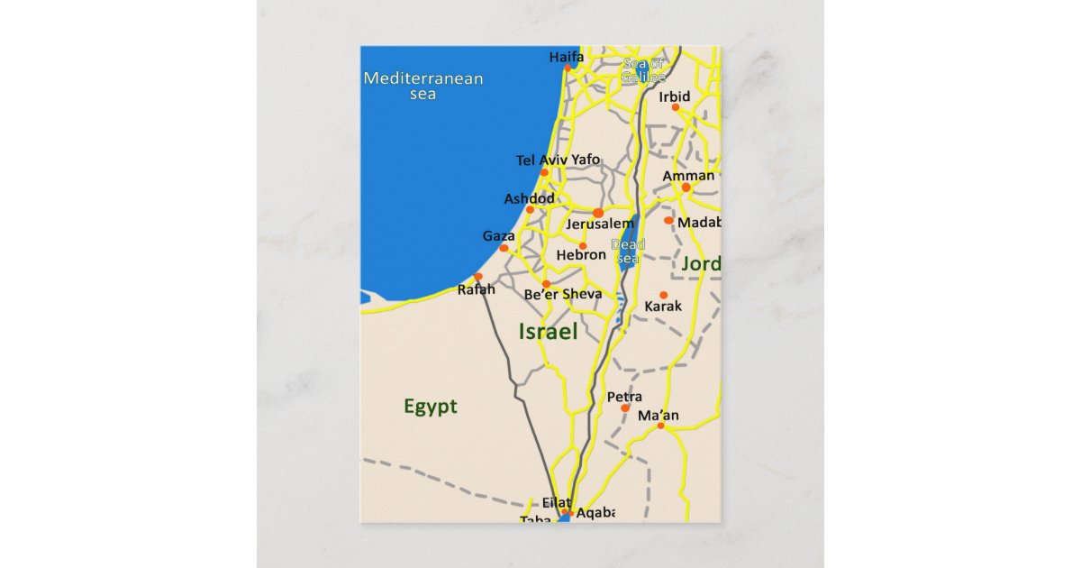Israel map.JPG Postcard Zazzle