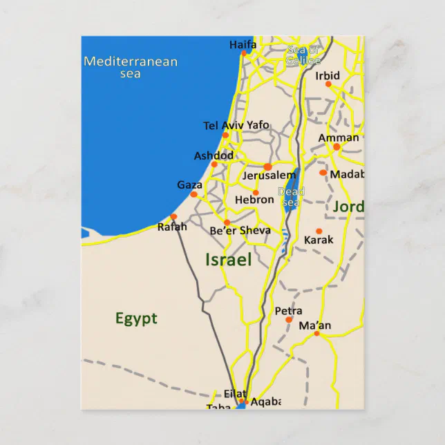 Israel map.JPG Postcard Zazzle