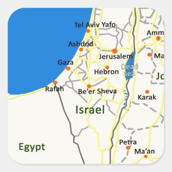 Israel Map.jpg Square Sticker by Efratul at Zazzle
