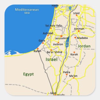 Israel Map.jpg Square Sticker by Efratul at Zazzle