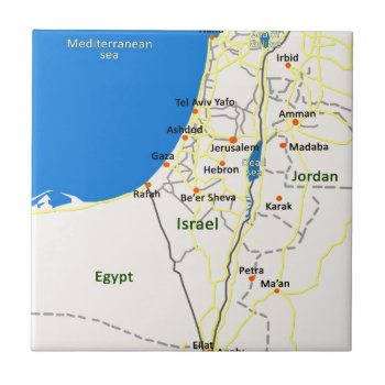 Israel Map.jpg Tile by Efratul at Zazzle