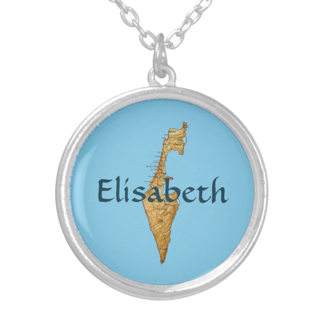 Israel Map + Name Necklace (Front)
