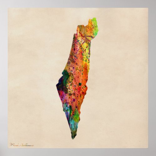 Israel Map Painting Poster