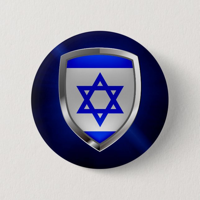 Israel Metallic Emblem Pinback Button (Front)