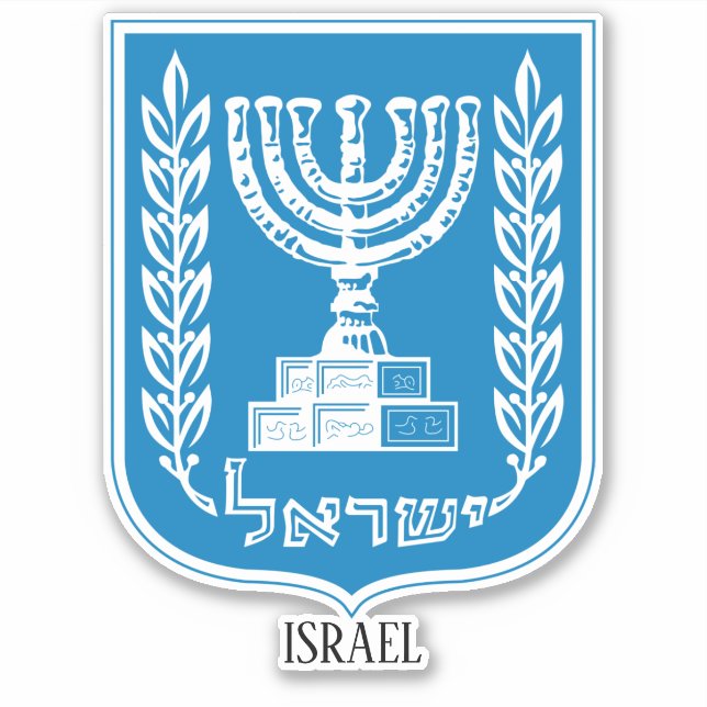 Israel National Emblem Patriotic Sticker (Front)