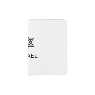 ISRAEL PASSPORT HOLDER. BLACK STAR ON WHITE HOLDER