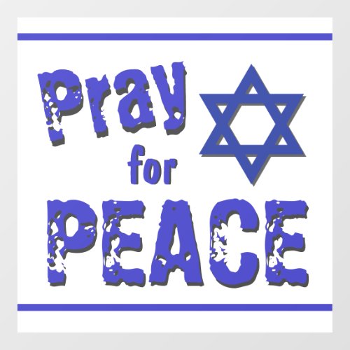 Israel Pray for Peace Grunge Font Window Cling