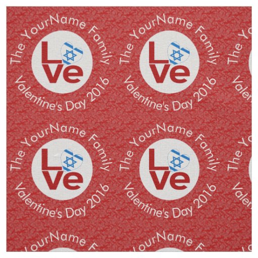 Israel Red LOVE Flag Personalized  Fabric