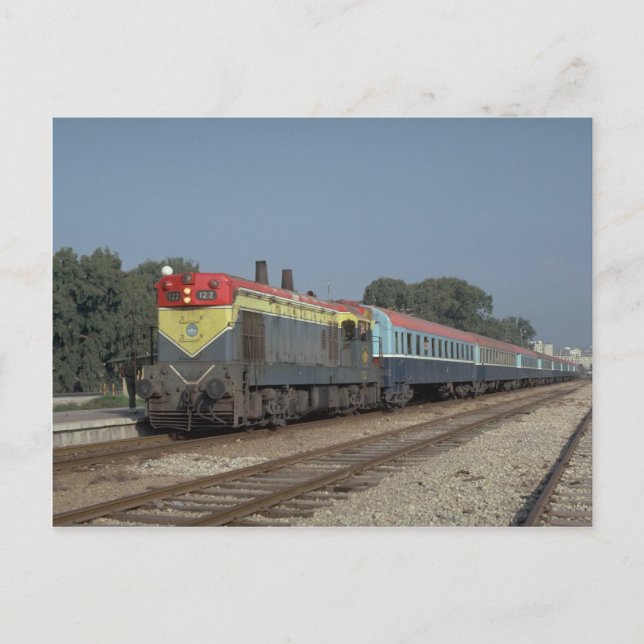 Israel, Ry EMD G12 with train, Jerusalem Station, Postcard (Front)