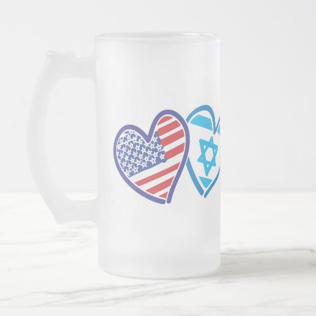 Israel Strong Frosted Glass Beer Mug (Left)