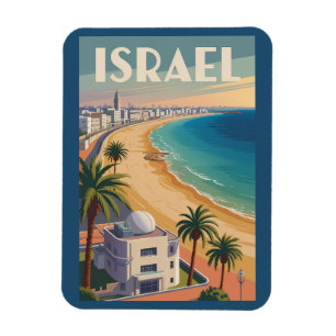 Israel Tel Aviv Illustration Travel Art Vintage Magnet