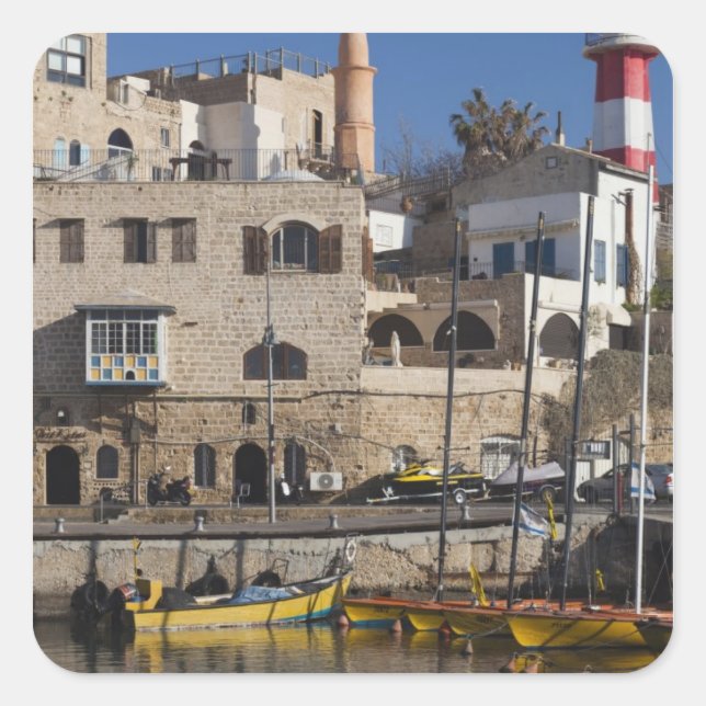Israel, Tel Aviv, Jaffa, Jaffa Old Port Square Sticker (Front)