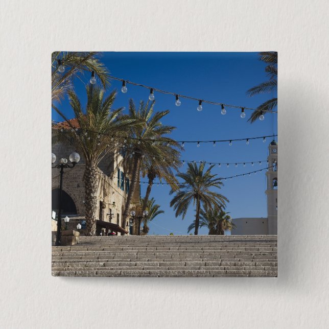 Israel, Tel Aviv, Jaffa, stairs, Old Jaffa Pinback Button (Front)