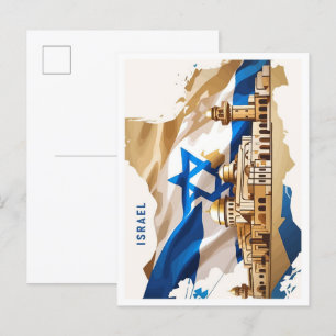 Israel Vintage Travel Illustration Postcard